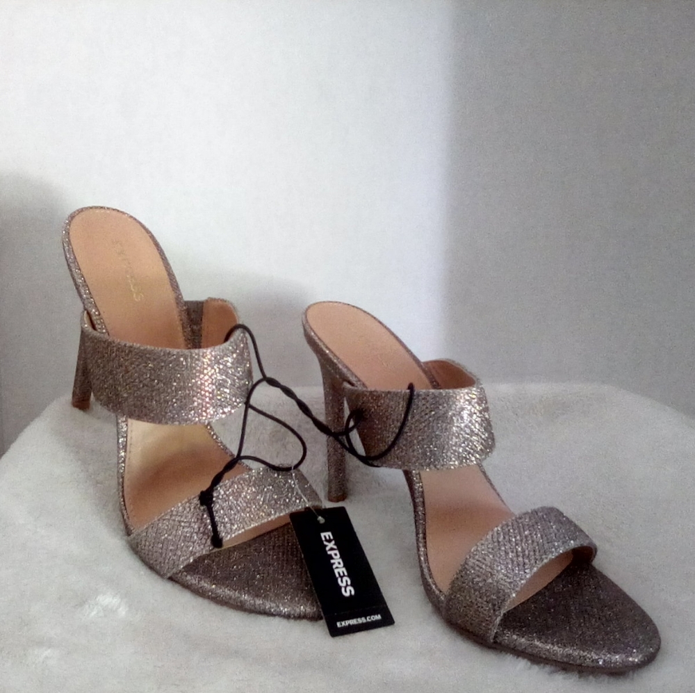 🆕 Express Shimmer Backless Heels